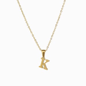 1 Piece Simple Series Simple Letter K Stainless Steel  Gold Color Women's Pendant Necklaces h5 